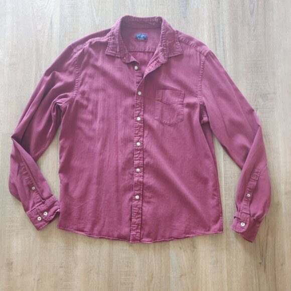 Untuckit Rohan Dark Red Ribbed Button Casual Button Down Shirt Casual Preppy - Picture 3 of 8